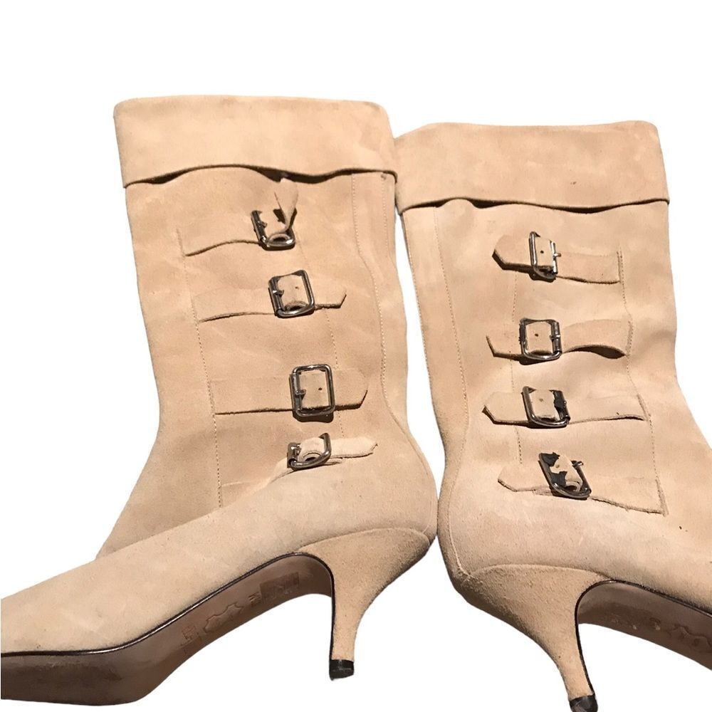 Pello Moda tan velvet heeled zip up vintage boots excellent condition